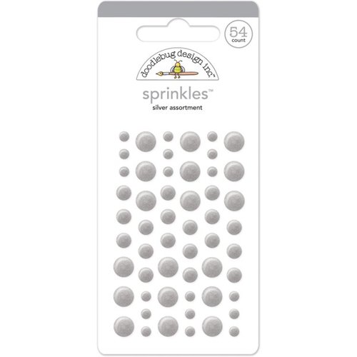 Doodlebug Design - Sprinkles - Self Adhesive Enamel Dots - Silver