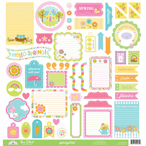 Doodlebug Design - Springtime Collection - 12 x 12 Cardstock Stickers - This and That