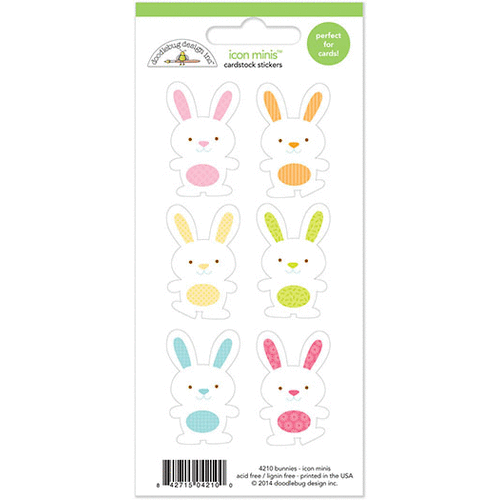 Doodlebug Design - Springtime Collection - Cardstock Stickers - Mini Icons - Bunnies