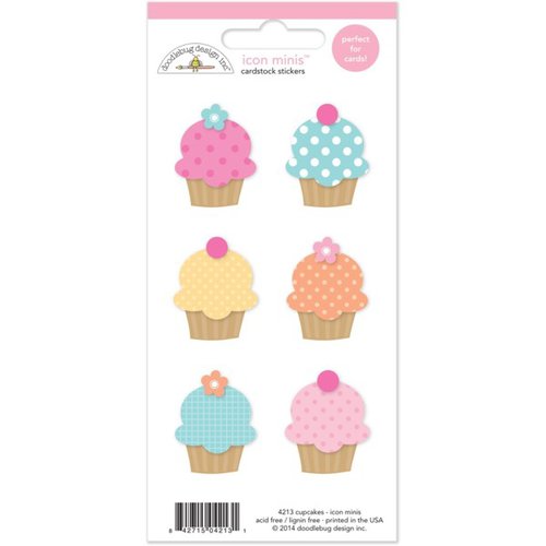 Doodlebug Design - Sugar Shoppe Collection - Cardstock Stickers - Mini Icons - Cupcakes