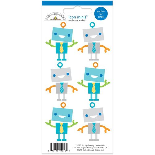 Doodlebug Design - Hip Hip Hooray Collection - Cardstock Stickers - Mini Icons - Robots
