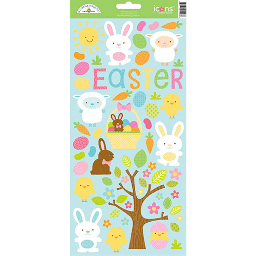 Doodlebug Design - Springtime Collection - Cardstock Stickers - Icons - Hippity Hoppity