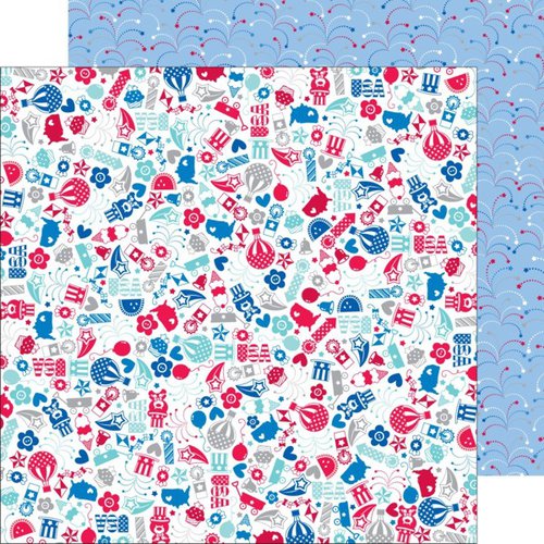 Doodlebug Design - Patriotic Parade Collection - 12 x 12 Double Sided Paper - All American