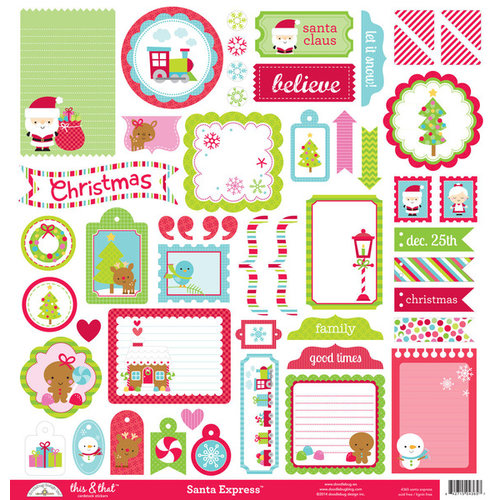 Doodlebug Design - Santa Express Collection - Christmas - 12 x 12 Cardstock Stickers - This and That