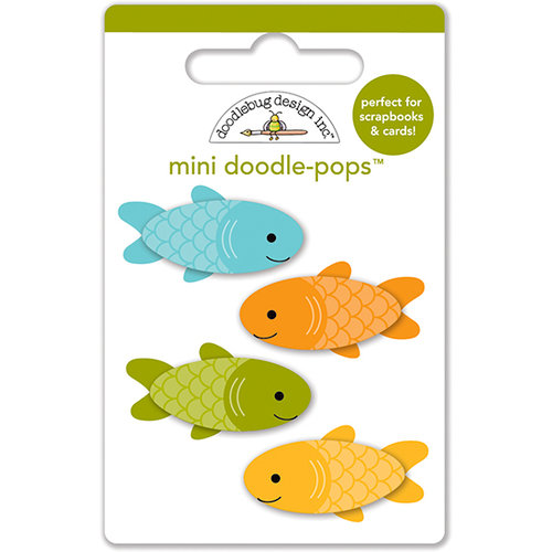 Doodlebug Design - Happy Camper Collection - Doodle-Pops - 3 Dimensional Cardstock Stickers - Mini - Fishies