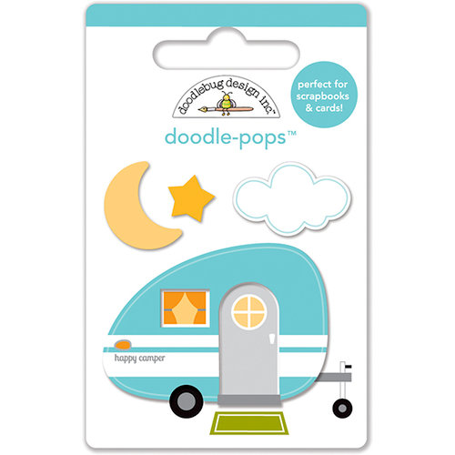 Doodlebug Design - Happy Camper Collection - Doodle-Pops - 3 Dimensional Cardstock Stickers - Mini - Happy Camper