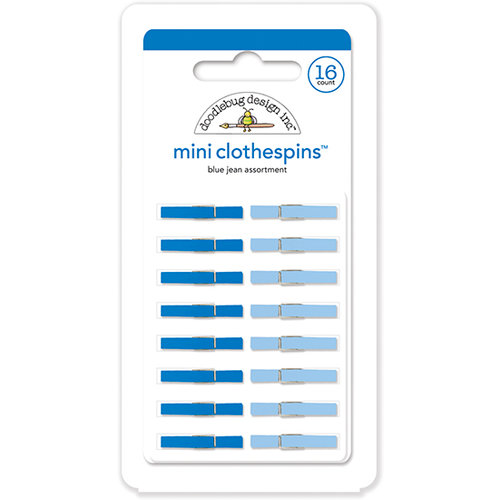Doodlebug Design - Mini Clothespins - Blue Jean