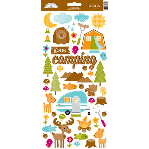 Doodlebug Design - Happy Camper Collection - Cardstock Stickers - Icons