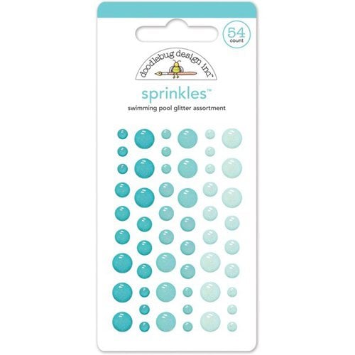 Doodlebug Design - Stickers - Glitter Sprinkles - Self Adhesive Enamel Dots - Swimming Pool