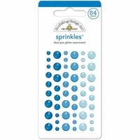 Doodlebug Design - Stickers - Glitter Sprinkles - Self Adhesive Enamel Dots - Blue Jean