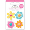 Doodlebug Design - Hello Sunshine Collection - Doodle-Pops - 3 Dimensional Cardstock Stickers - Mini - Fun Flowers