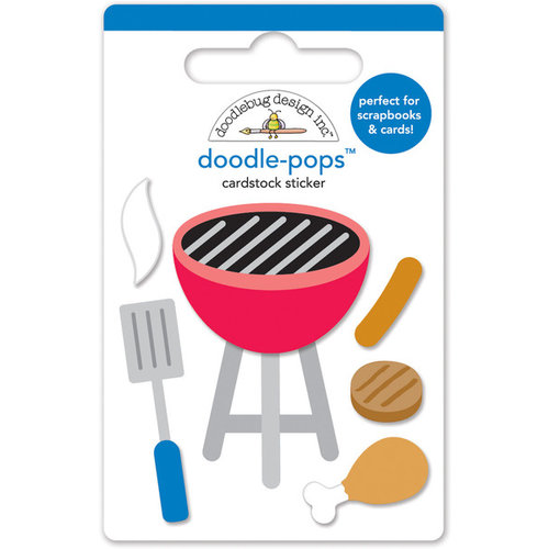 Doodlebug Design - Patriotic Picnic Collection - Doodle-Pops - 3 Dimensional Cardstock Stickers - Let's BBQ