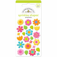 Doodlebug Design - Hello Sunshine Collection - Sprinkles - Self Adhesive Enamel Shapes - Spring Flowers