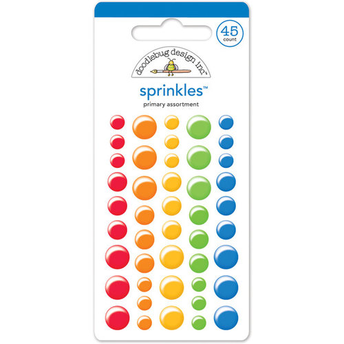 Doodlebug Design - Back to School Collection - Sprinkles - Self Adhesive Enamel Dots - Primary Assortment