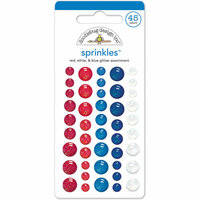 Doodlebug Design - Patriotic Picnic Collection - Glitter Sprinkles - Self Adhesive Enamel Dots - Red, White and Blue