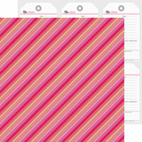 Doodlebug Design - Lovebugs Collection - 12 x 12 Double Sided Paper - Lipstick Stripe