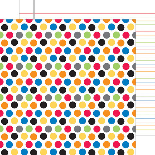Doodlebug Design - Back to School Collection - 12 x 12 Double Sided Paper - Primary Polka Dots