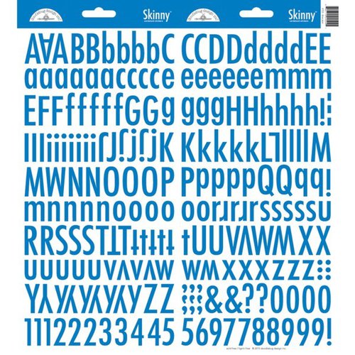 Doodlebug Design - Cardstock Stickers - Skinny Alphabet - Blue Jean