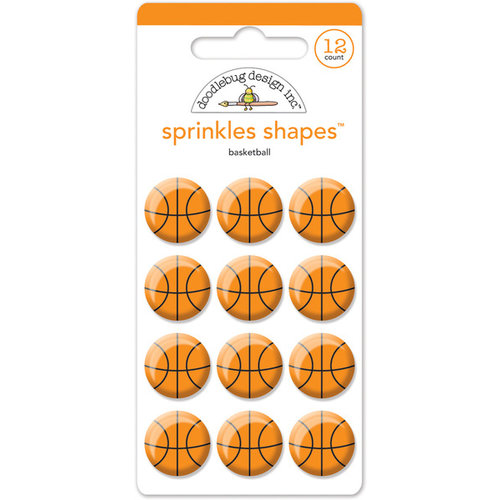 Doodlebug Design - Slam Dunk Collection - Sprinkles - Self Adhesive Enamel Shapes - Basketball