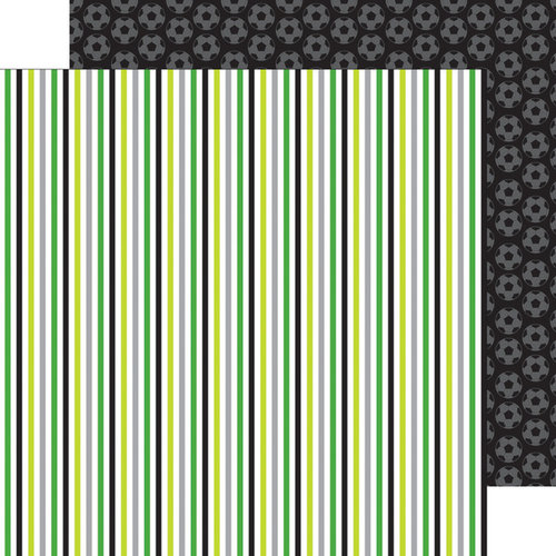 Doodlebug Design - Goal Collection - 12 x 12 Double Sided Paper - Soccer Stripe