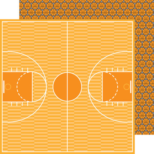 Doodlebug Design - Slam Dunk Collection - 12 x 12 Double Sided Paper - Basketballs
