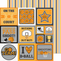Doodlebug Design - Slam Dunk Collection - 12 x 12 Double Sided Paper - Game Stripe