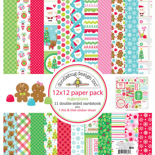 Doodlebug Design - Sugarplums Collection - Christmas - 12 x 12 Paper Pack
