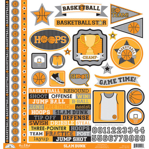 Doodlebug Design - Slam Dunk Collection - 12 x 12 Cardstock Stickers - This and That