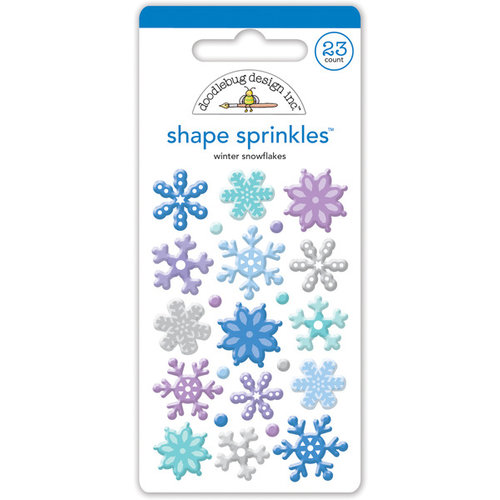 Doodlebug Design - Polar Pals Collection - Sprinkles - Self Adhesive Enamel Shapes - Winter Snowflak