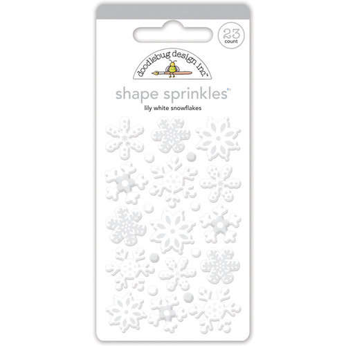 Doodlebug Design - Polar Pals Collection - Sprinkles - Self Adhesive Enamel Shapes - Lily White Snowflakes Assortment
