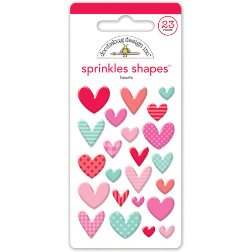 Doodlebug Design - Sweet Things Collection - Sprinkles - Self Adhesive Enamel Shapes - Sweet Hearts Assortment