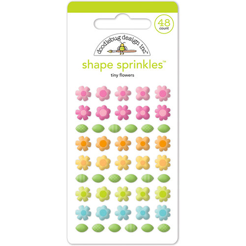 Doodlebug Design - Spring Garden Collection - Sprinkles - Self Adhesive Enamel Shapes - Tiny Flowers
