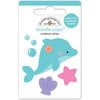 Doodlebug Design - Under the Sea Collection - Doodle-Pops - 3 Dimensional Cardstock Stickers - Daisy Dolphin