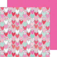 Doodlebug Design - Sweet Things Collection - 12 x 12 Double Sided Paper - Paper Hearts