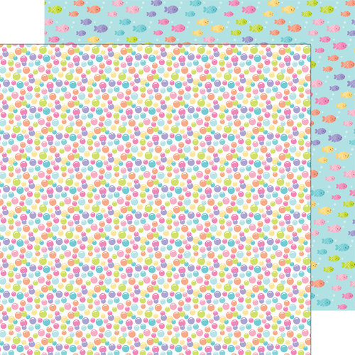 Doodlebug Design - Under the Sea Collection - 12 x 12 Double Sided Paper - Rainbow Bubbles