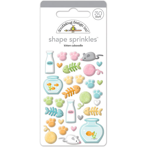Doodlebug Design - Kitten Smitten Collection - Sprinkles - Self Adhesive Enamel Shapes - Kitten Caboodle