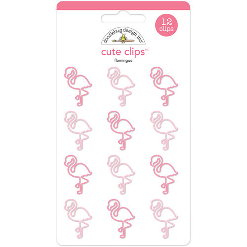 Doodlebug Design - Fun in the Sun Collection - Cute Clips - Flamingos