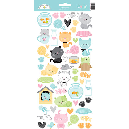 Doodlebug Design - Kitten Smitten Collection - Cardstock Stickers - Icons