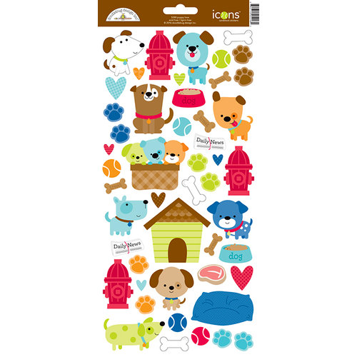 Doodlebug Design - Puppy Love Collection - Cardstock Stickers - Icons