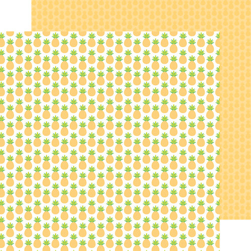 Doodlebug Design - Fun in the Sun Collection - 12 x 12 Double Sided Paper - Pineapple Crush