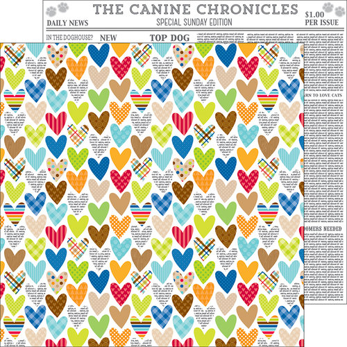 Doodlebug Design - Puppy Love Collection - 12 x 12 Double Sided Paper - I Ruff You