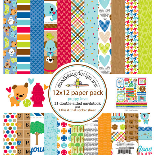 Doodlebug Design - Puppy Love Collection - 12 x 12 Paper Pack