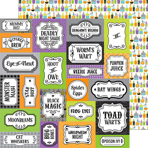 Doodlebug Design - Boos and Brews Collection - Halloween - 12 x 12 Double Sided Paper - Bottles and Brews
