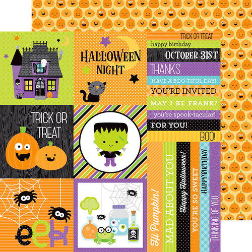 Doodlebug Design - Boos and Brews Collection - Halloween - 12 x 12 Double Sided Paper - Jolly Jack-O-Lanterns