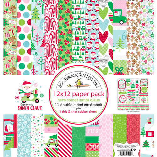 Doodlebug Design - Here Comes Santa Claus Collection - Christmas - 12 x 12 Paper Pack