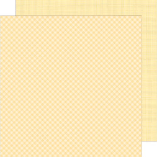 Doodlebug Design - 12 x 12 Double Sided Paper - Gingham and Linen Petite Prints - Lemon