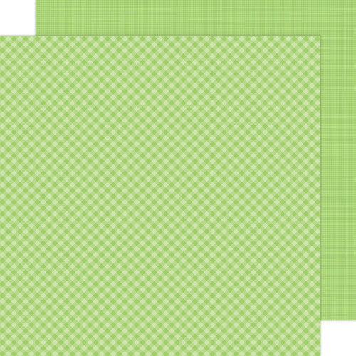 Doodlebug Design - 12 x 12 Double Sided Paper - Gingham and Linen Petite Prints - Limeade