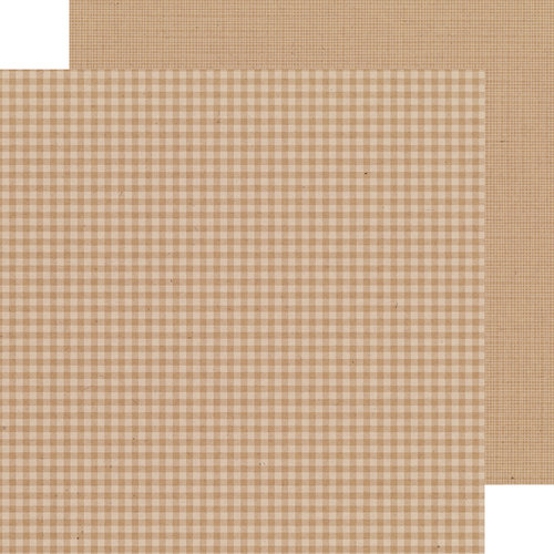 Doodlebug Design - Petite Prints Collection - 12 x 12 Double Sided Paper - Gingham and Linen - Kraft