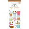 Doodlebug Design - Cream and Sugar Collection - Sprinkles - Self Adhesive Enamel Shapes - Latte Love