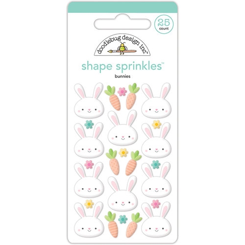 Doodlebug Design - Easter Express Collection - Sprinkles - Self Adhesive Enamel Shapes - Bunnies